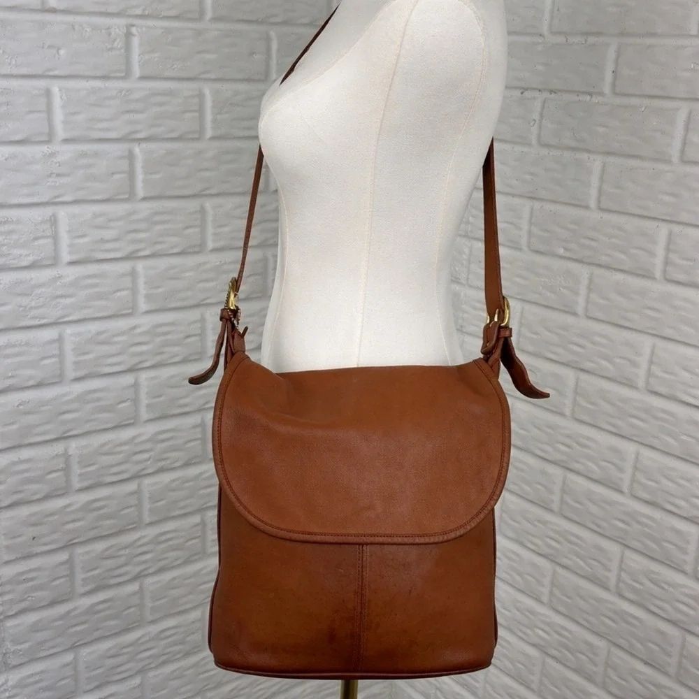 Vintage Coach Whitney 4115 Flap Crossbody Brown Leather USA 90s 12x11